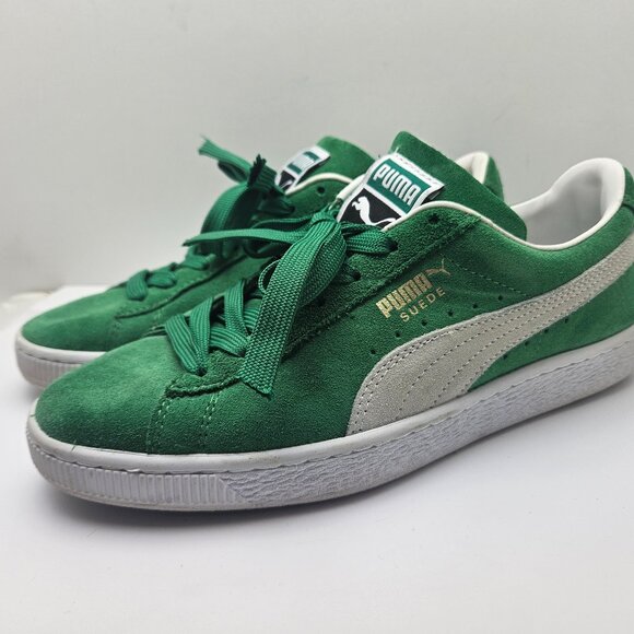 Puma Other - Celtic Green White Suede Puma Sneakers Mens Sz 7 Womens Sz 9 Vintage Lace Up